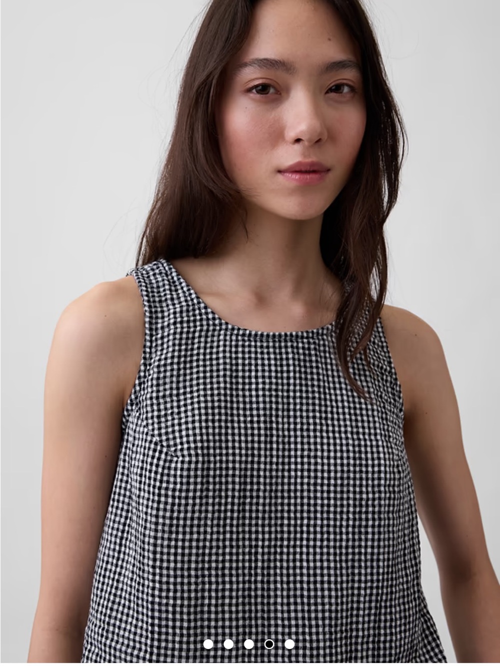 GAP 100% Cotton Gauze Gingham Racer Shell Tank Top size 2XS